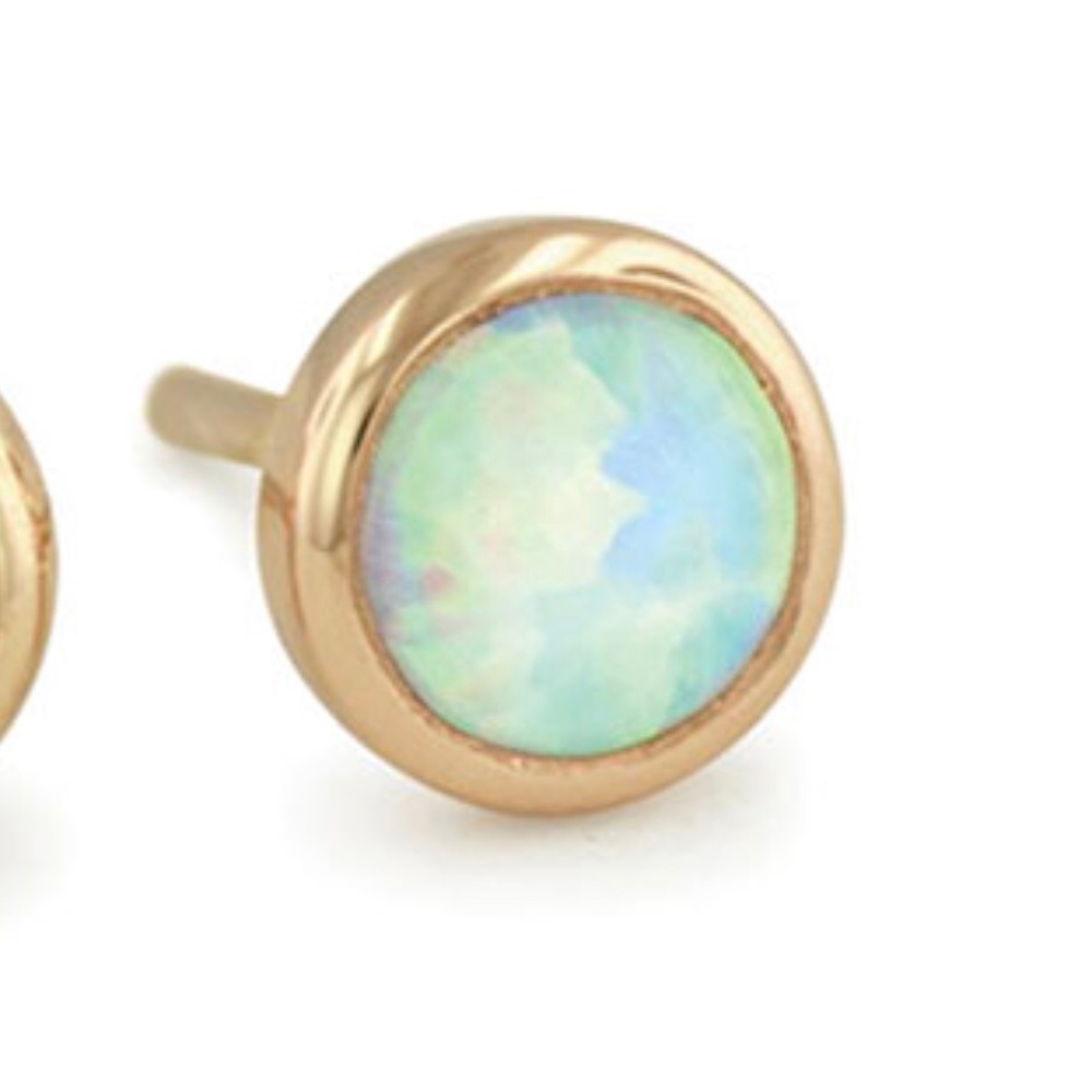 14k Gold Threadless Opal Cabochon End ✨